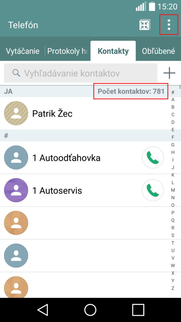 Ako na správne zobrazovanie kontaktov na Androide